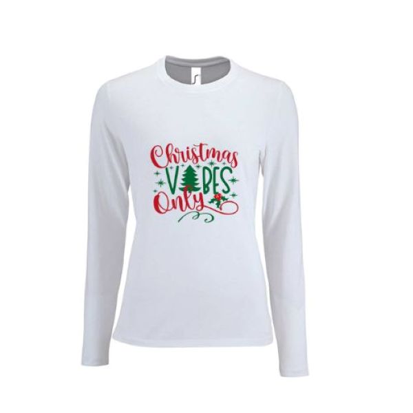 XMAS VIBES LONG SLEEVE T SHIRT, XMAS TOPS