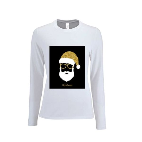 SANTA FACE LONG SLEEVE T SHIRT, XMAS TOPS