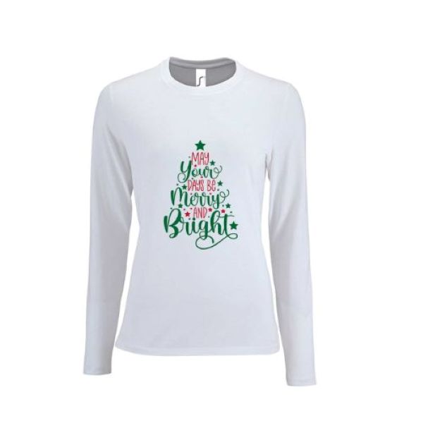DAYS MERRY LONG SLEEVE T SHIRT, XMAS TOPS