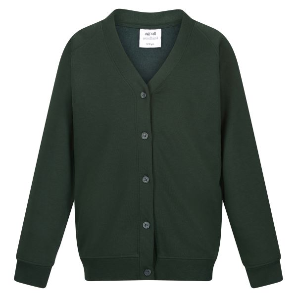 DOVERS GREEN SWEAT CARDI WITH LOGO, UNIFORM